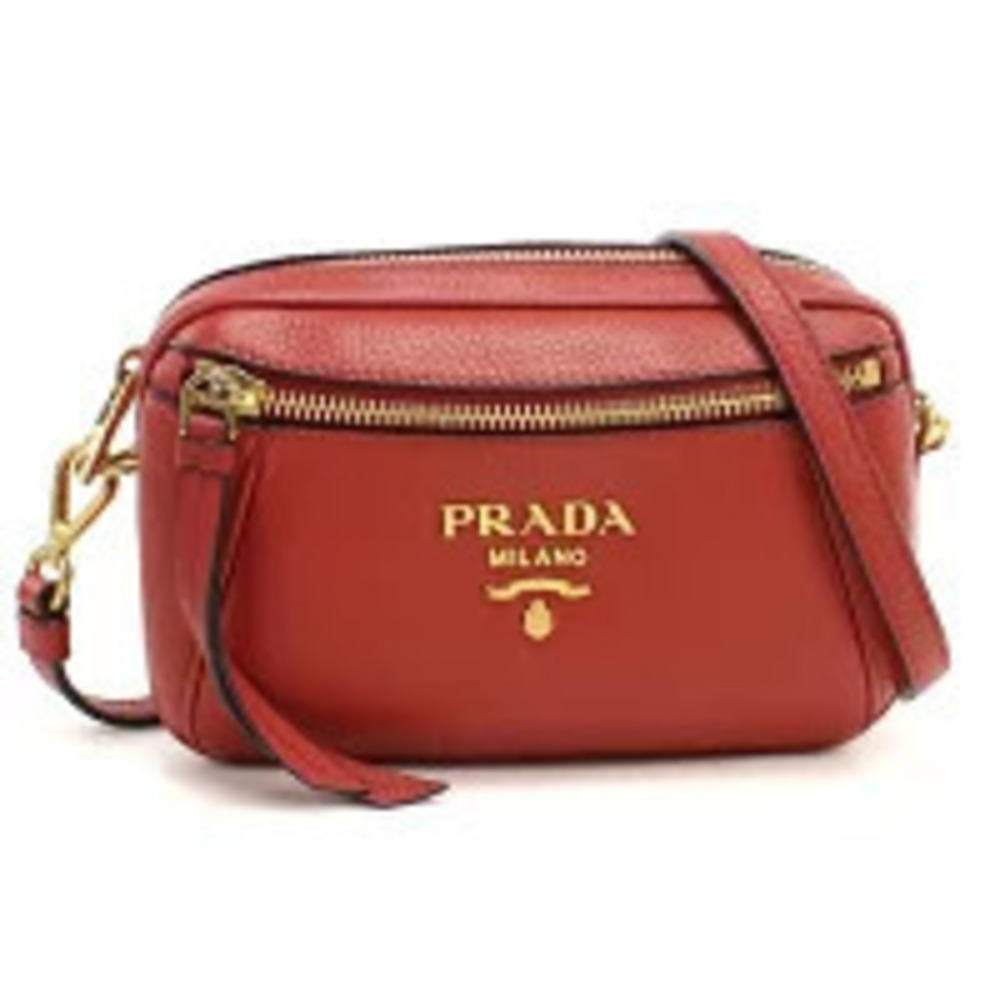 Prada Shoulder Bag Leather Red Crossbody